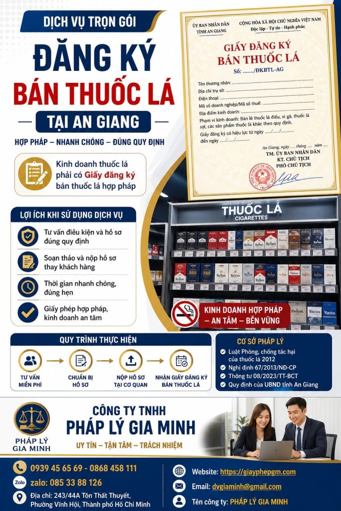 Đăng ký bán thuốc lá tại An Giang