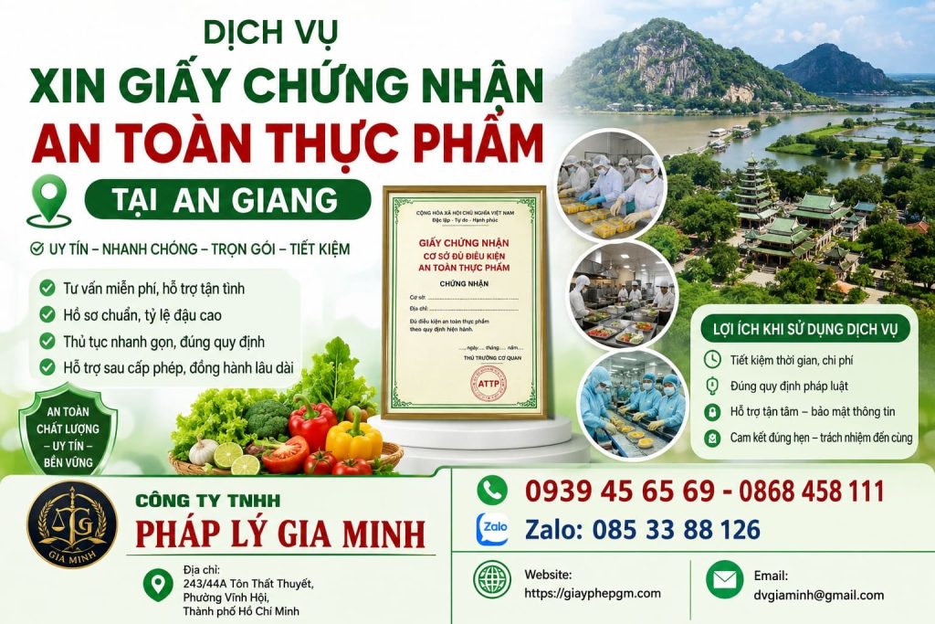 Dịch vụ xin giấy chứng nhận an toàn thực phẩm tại An Giang