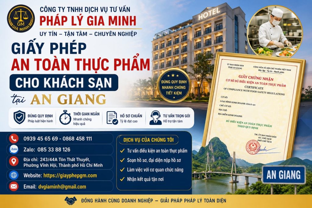 Giấy phép an toàn thực phẩm cho khách sạn tại An Giang