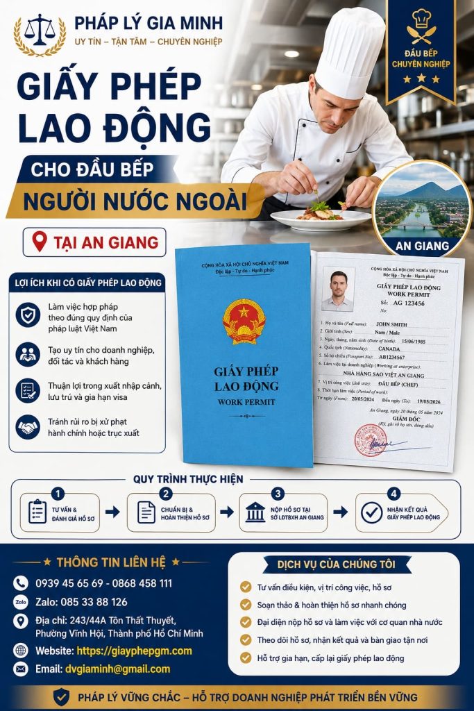 Giấy phép lao động cho đầu bếp người nước ngoài tại An Giang