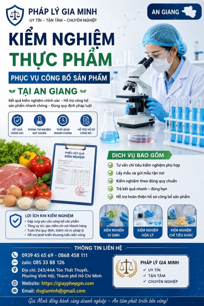 Kiểm nghiệm thực phẩm phục vụ công bố sản phẩm tại An Giang