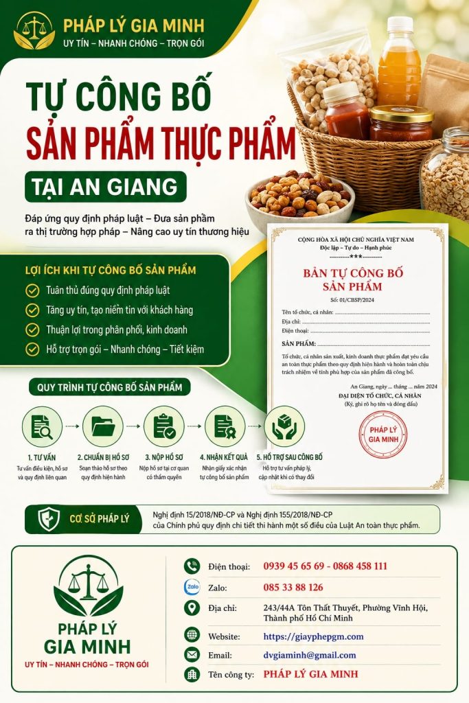 Tự công bố sản phẩm thực phẩm tại An Giang