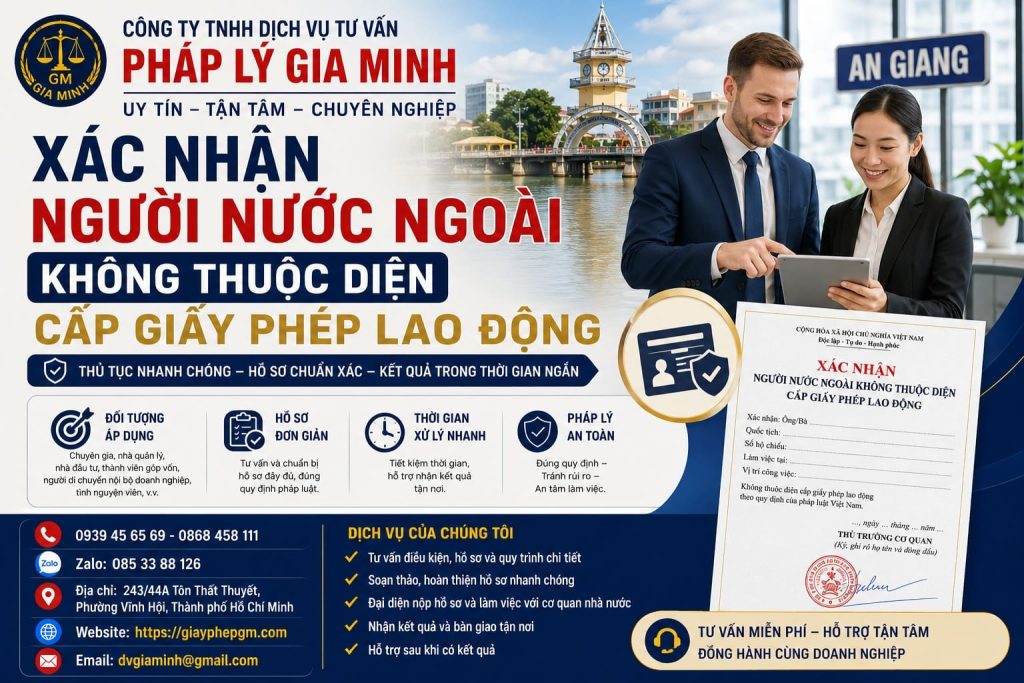 Xác nhận người nước ngoài không thuộc diện cấp giấy phép lao động