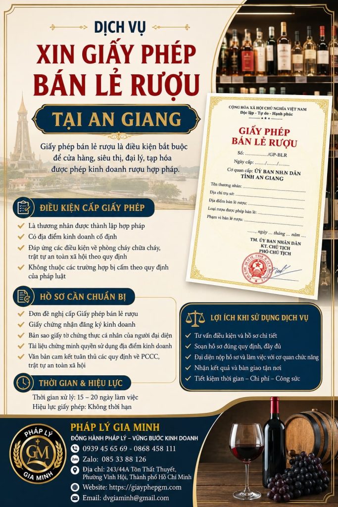Xin giấy phép bán lẻ rượu tại An Giang