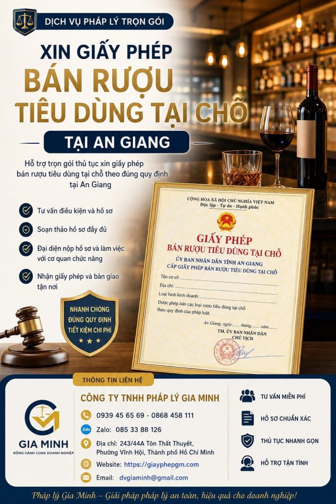 Xin giấy phép bán rượu tiêu dùng tại chỗ ở An Giang