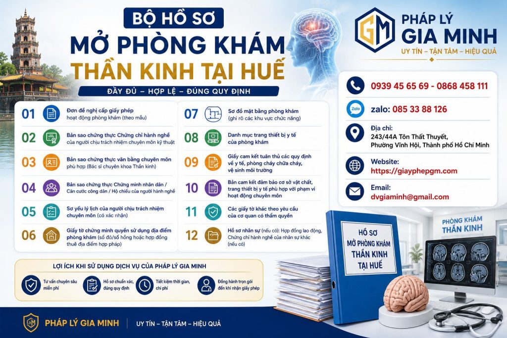 Bộ hồ sơ mở phòng khám thần kinh tại Huế