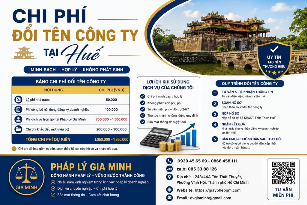 Chi phí đổi tên công ty tại Huế