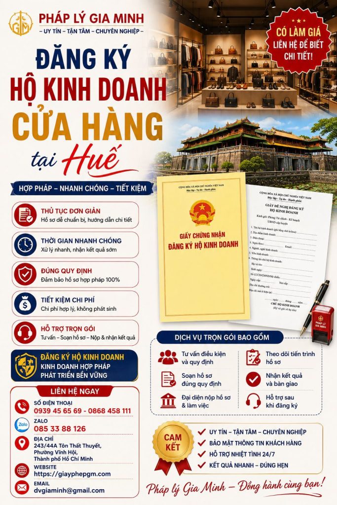 Đăng ký hộ kinh doanh cửa hàng tại Huế