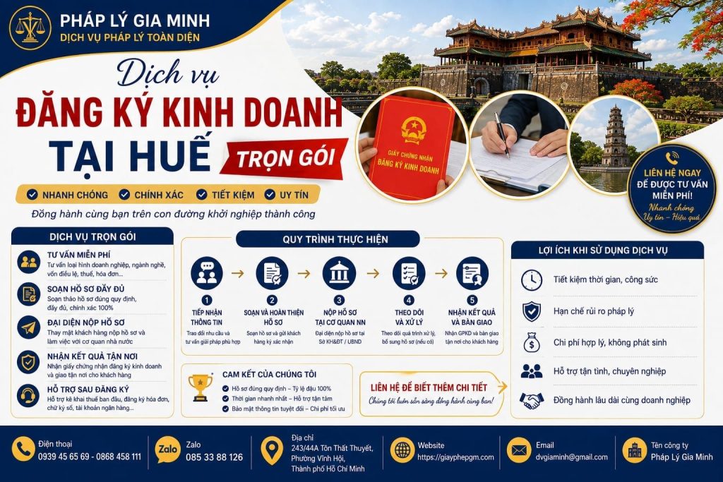 Dịch vụ đăng ký kinh doanh tại Huế trọn gói