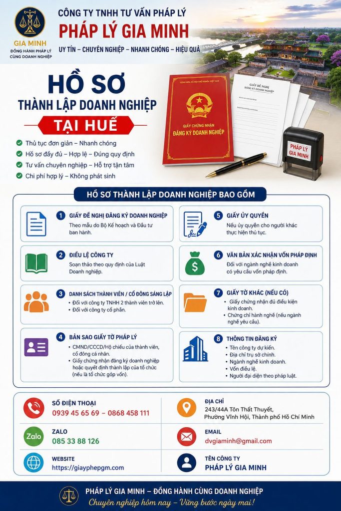 Hồ sơ thành lập doanh nghiệp tại Huế đầy đủ