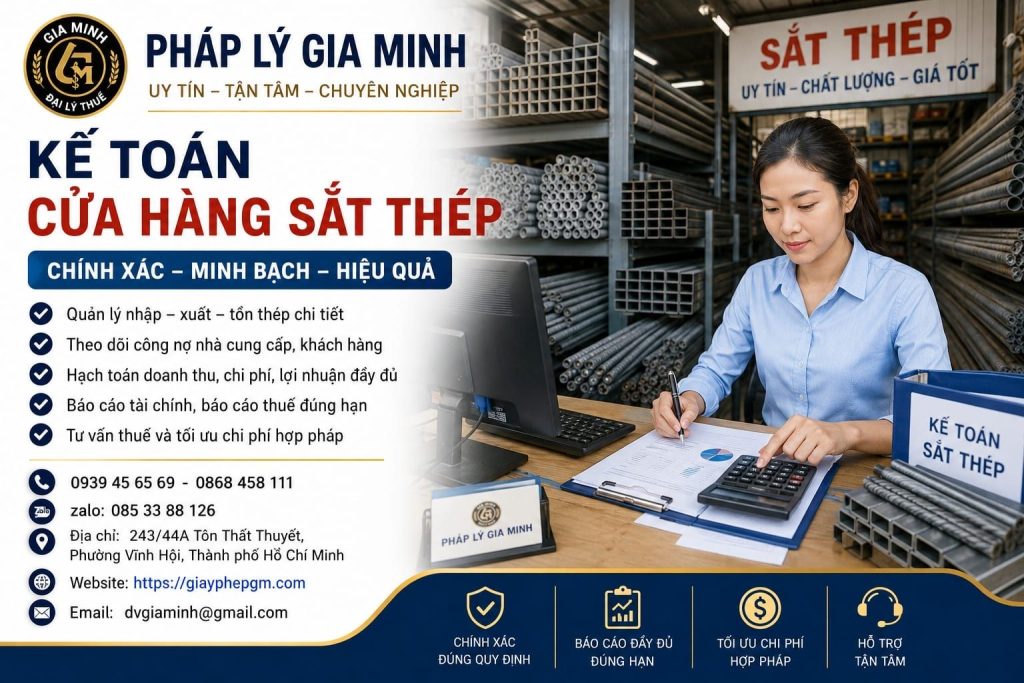 Kế toán cửa hàng sắt thép