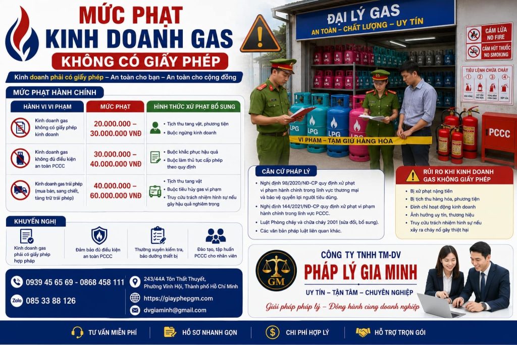 Mức phạt kinh doanh gas không có giấy phép