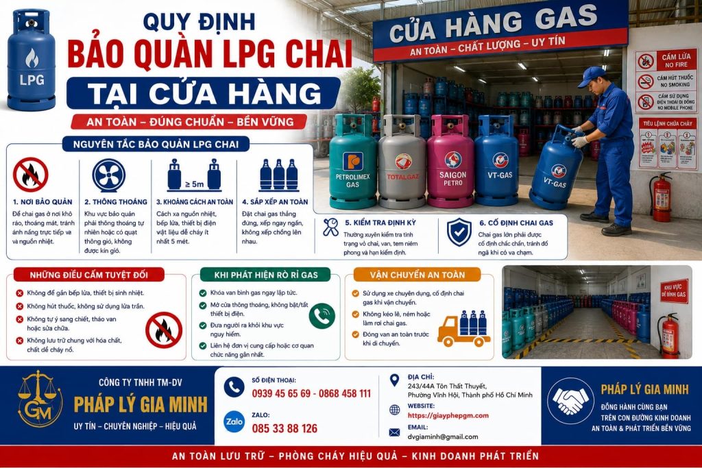 Quy định bảo quản LPG chai tại cửa hàng