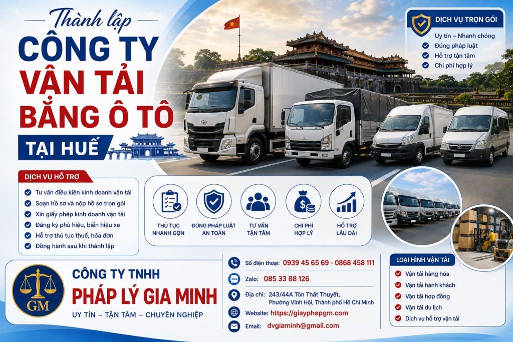 Thành lập công ty vận tải bằng ô tô tại Huế