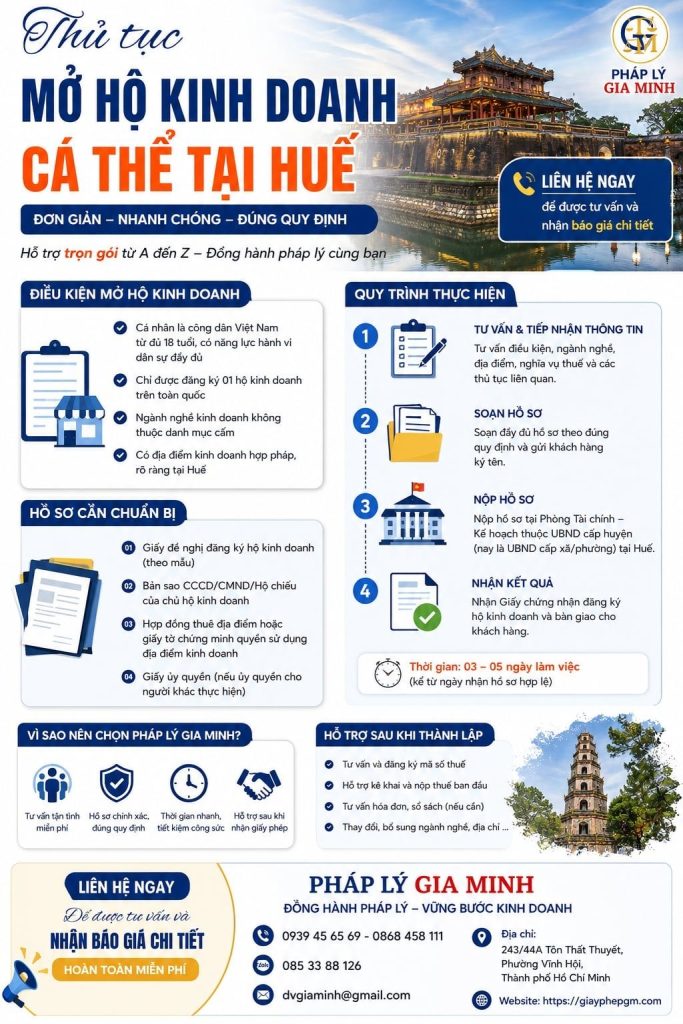 Thủ tục mở hộ kinh doanh cá thể tại Huế