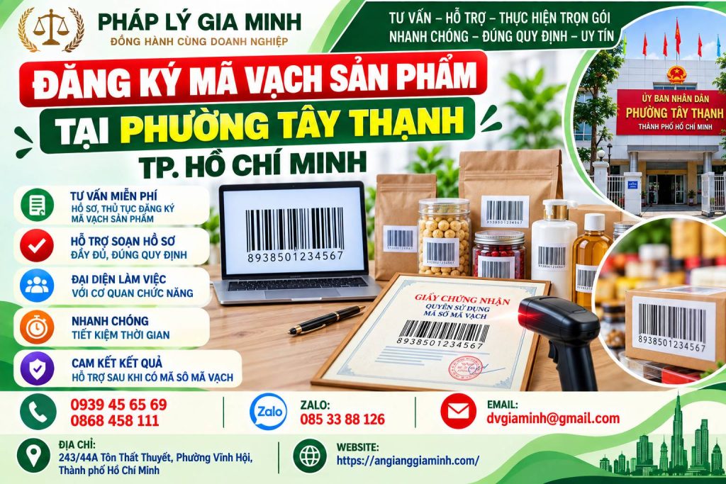 Đăng ký mã vạch sản phẩm tại phường Tây Thạnh TPHCM