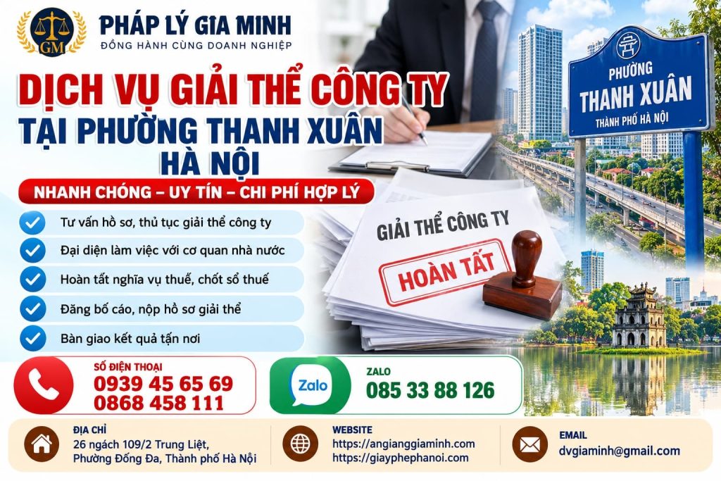 Dịch vụ giải thể công ty tại phường Thanh Xuân Hà Nội