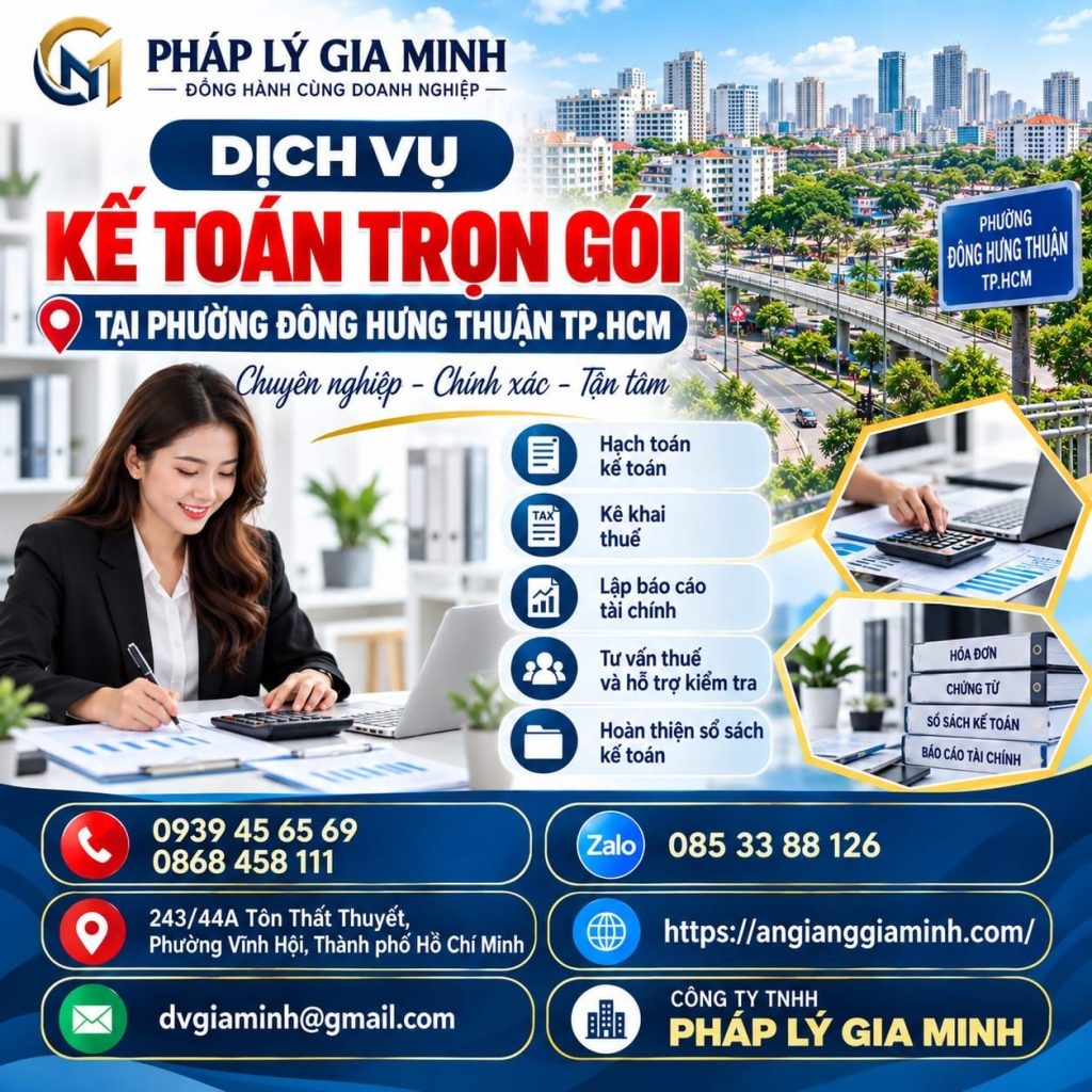Dịch vụ kế toán trọn gói tại phường Đông Hưng Thuận TP.HCM