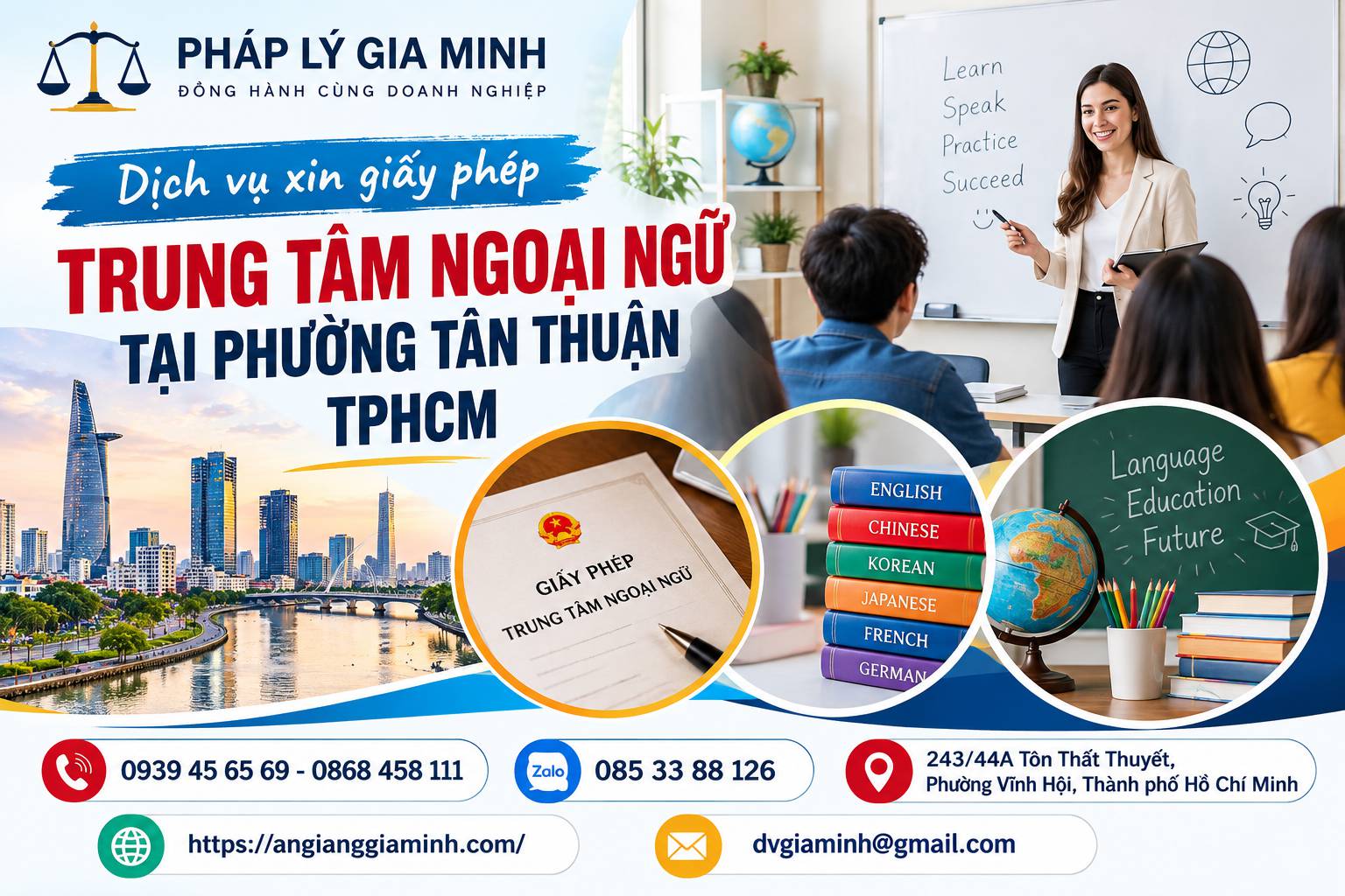 Dịch vụ xin giấy phép trung tâm ngoại ngữ tại phường Tân Thuận TPHCM