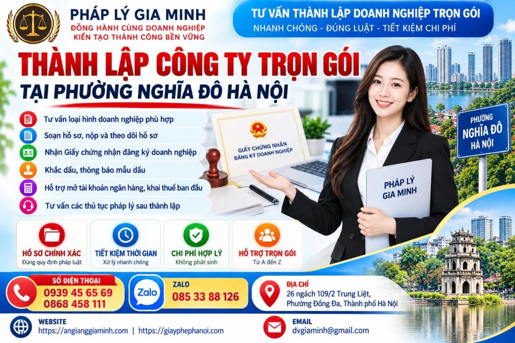 Thành lập công ty trọn gói tại phường Nghĩa Đô Hà Nội